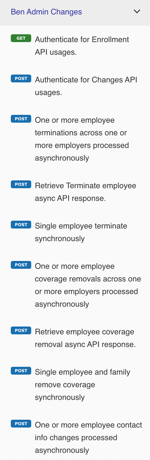 AEZ API for Benefit Admin Changes